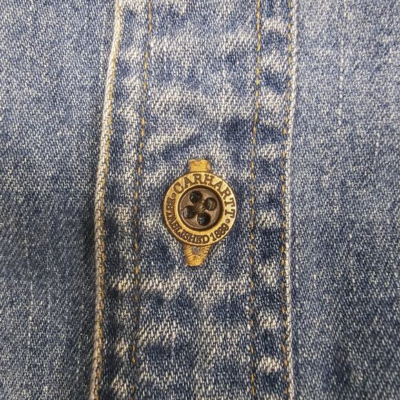 Vintage Carhartt Denim Shirt Large S97STW Metal Buttons Classic Workwear Read! - Picture 5 of 16